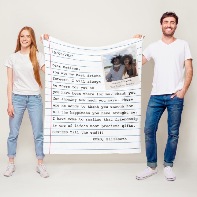 Couverture Polaire Message de lettre personnalisée photo Best Friends (En situation)