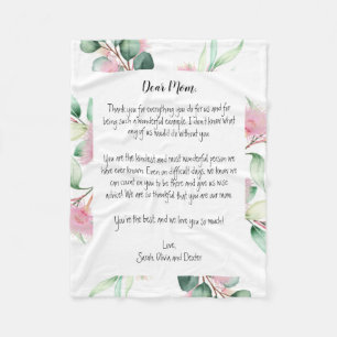 Couverture Polaire Message minimaliste de la fête des mères florale
