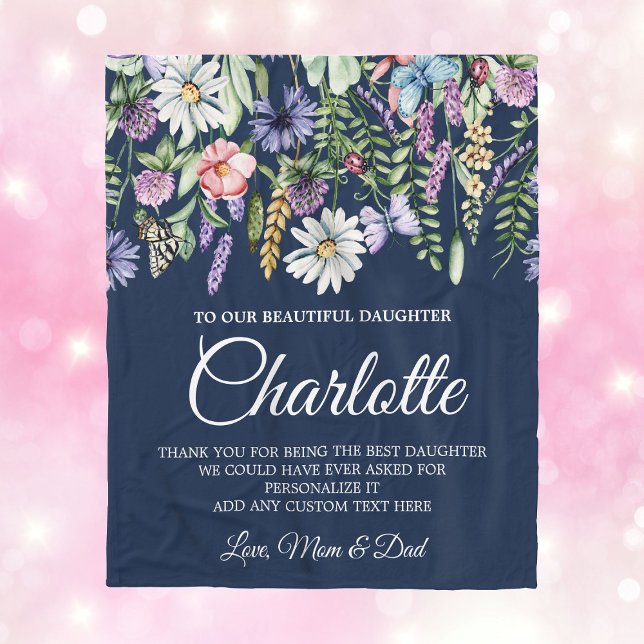 Couverture Polaire Message personnalisé Fleurs sauvages fille (Daughter Wildflowers Personalized Message Fleece Blanket
)