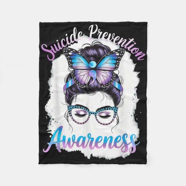 Couverture Polaire Messy Bun Girl Suicide Prevention Mental Health Gr (Devant)