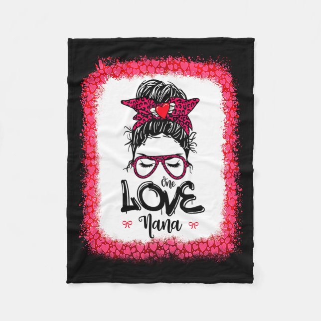 Couverture Polaire Messy Bun One Loved Nana Mother Mommy Women Valent (Devant)