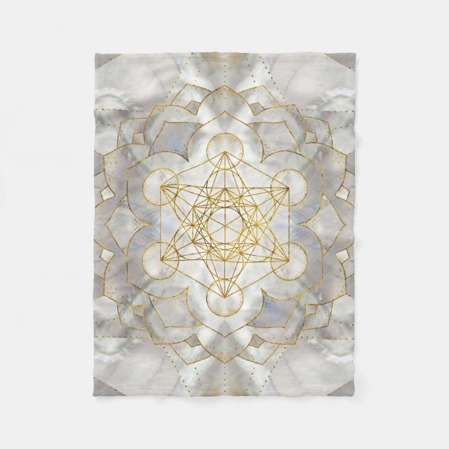Couverture Polaire Métatron's Cube in lotus Sacred Geometry (Devant)