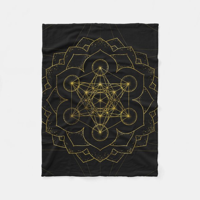 Couverture Polaire Métatron's Cube in lotus Sacred Geometry (Devant)
