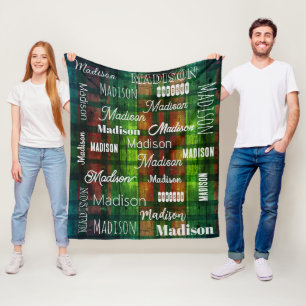 Couverture Polaire Métro Art tout texte tartan vert baffalo plaid