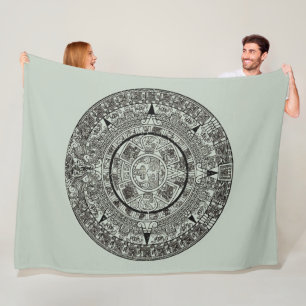 Couverture Polaire Mexicaine Aztec Sun Stone Maya Calendrier 1