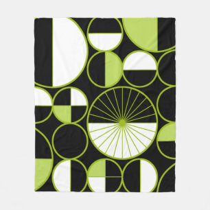 Couverture Polaire Mi-siècle Cercles modernes Moitié Chartreuse noire