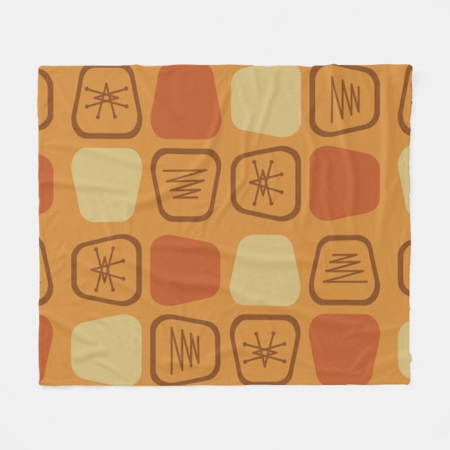 Couverture Polaire Mi-siècle Moderne Étendu Carré Ochre (Devant (Horizontal))