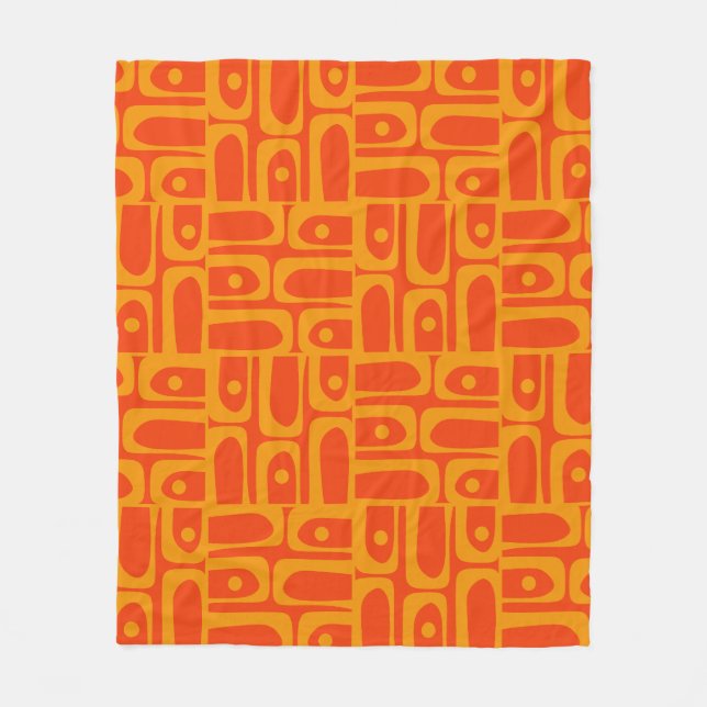 Couverture Polaire Mi-siècle Moderne Piquet Abstrait Motifs Orange (Devant)