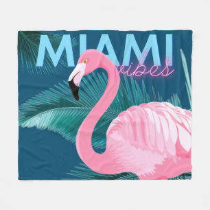 Couverture Polaire Miami Vibes Neon Flamant rose Art déco