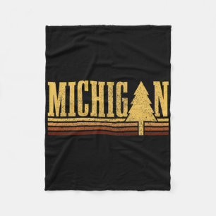 Couverture Polaire Michigan Arbre Vintage Fierté de l'État Camping Ra