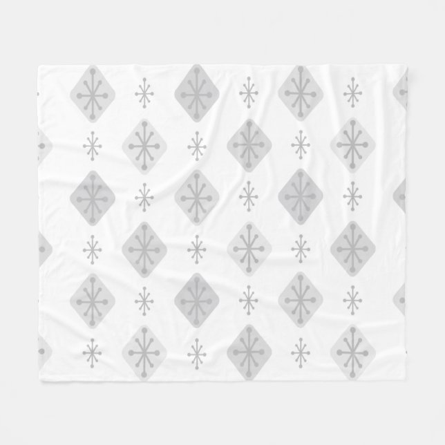 Couverture Polaire Midcentury Starburst Diamonds Light Gray (Devant (Horizontal))