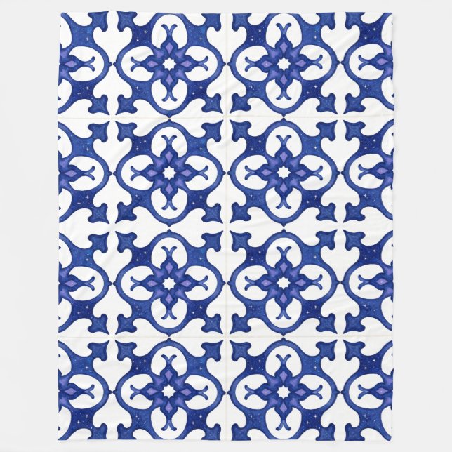 Couverture Polaire Midnight Blue Mandala Mosaic Cozy Blanket (Devant)