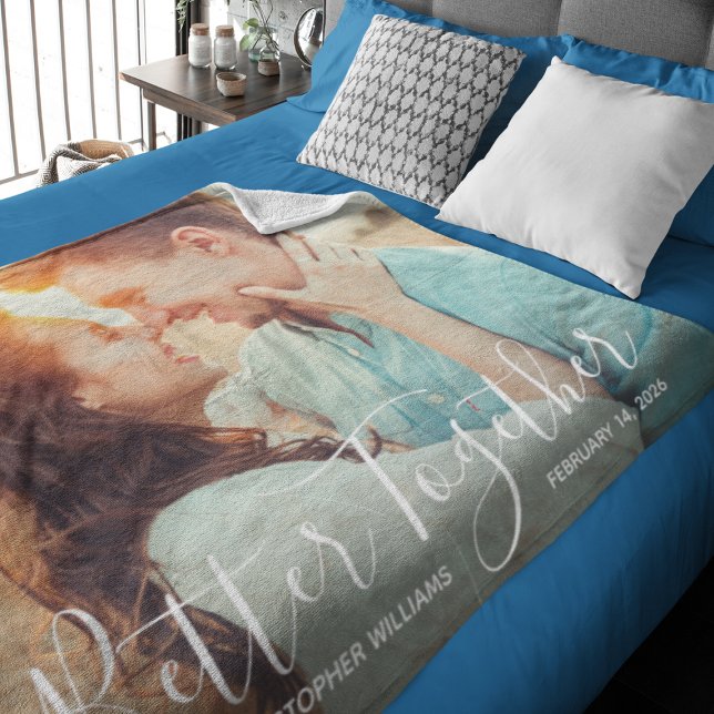 Couverture Polaire Mieux | La typographie de Whimsy Photo de Couple (Créateur téléchargé)