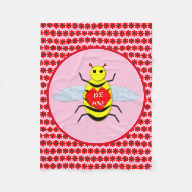 Couverture Polaire Mignon abeille de la Saint-Valentin (Devant)