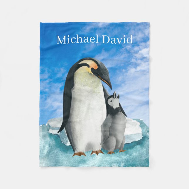 Couverture Polaire mignon amateurs de pingouin ajouter texte unisex b (Devant)