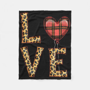 Couverture Polaire Mignon Amour Carreaux Cœur Léopard Saint Valentin