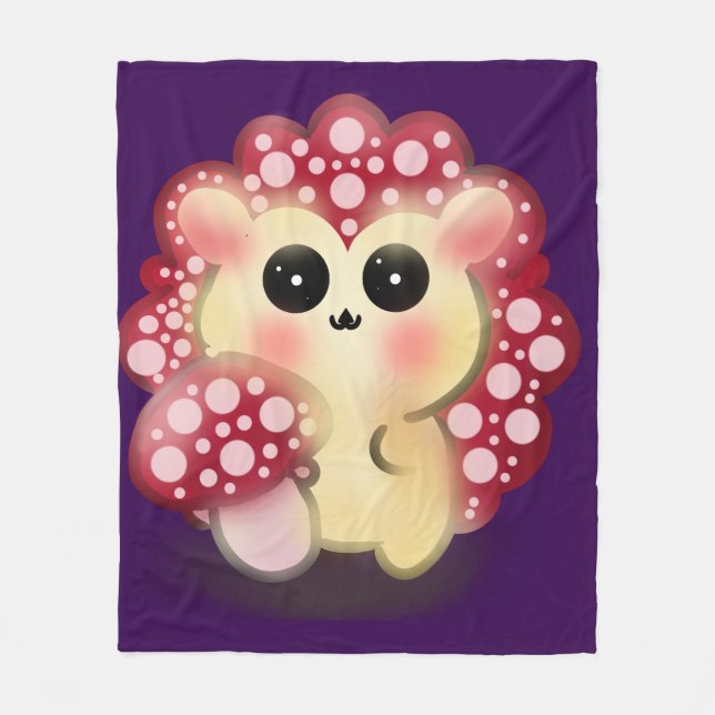 Couverture Polaire Mignon Champignon Rouge Kawaii Hérisson Toadstool  (Devant)