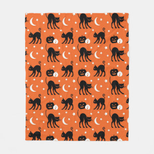 Couverture Polaire Mignon Chat Noir Halloween Motif Sans Couture   Or