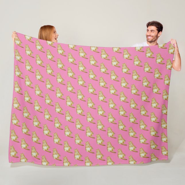 Couverture Polaire mignon chaton dormant au gingembre (En situation)