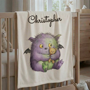 Couverture Polaire Mignon Copain Monstre Violet Vert Fluffy