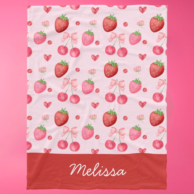 Couverture Polaire Mignon Coquette Rouge Rose Fraise Cerise  (Créateur téléchargé)