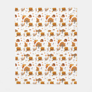 Couverture Polaire Mignon Écureuil d'Automne et Plaid en Laine de Boi