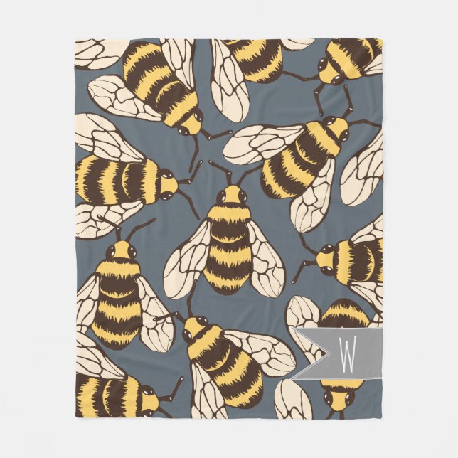 Couverture Polaire Mignon gaffez l'illustration d'abeilles - (Devant)