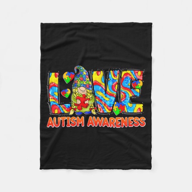 Couverture Polaire Mignon gnome amour puzzle mois de sensibilisation  (Devant)