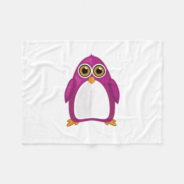 Couverture Polaire Mignon Manchot Rouge Violet – Manchot de Dessin An (Devant (Horizontal))