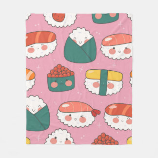 Couverture Polaire Mignon motif de sushi Kawaii sans couture 