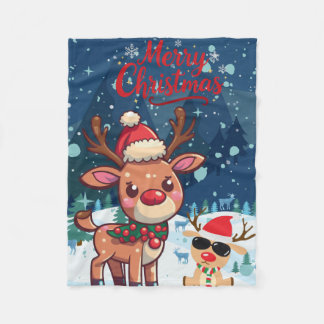 Couverture Polaire Mignon plaid de Noël rennes pour enfants