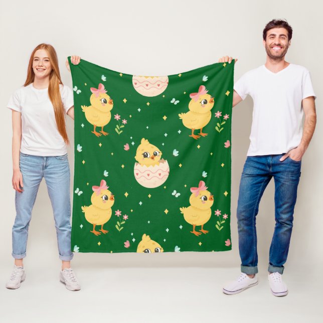 Couverture Polaire Mignon poussin de Pâques avec motif sans couture d (En situation)
