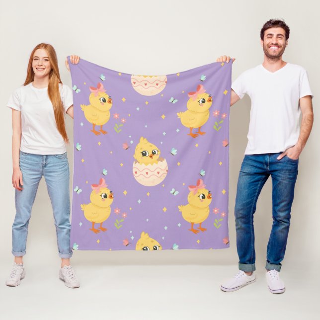 Couverture Polaire Mignon poussin de Pâques avec motif sans couture d (En situation)