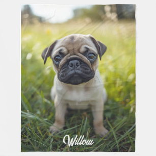 Couverture Polaire Mignon Pug Personnalisé
