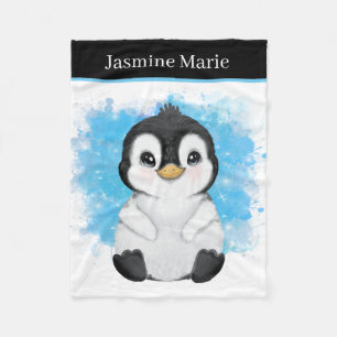 Couverture Polaire mignon unisex bébé pingouin ajouter nom