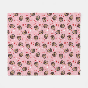 Couverture Polaire Mignonne amour chien rose rouge