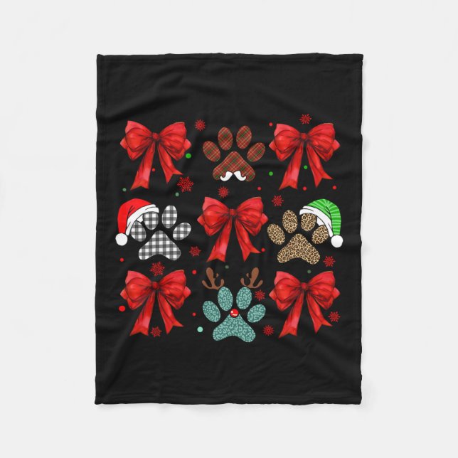 Couverture Polaire Mignonne Bow Coquette Chien Paw Chien Maman Papa J (Devant)