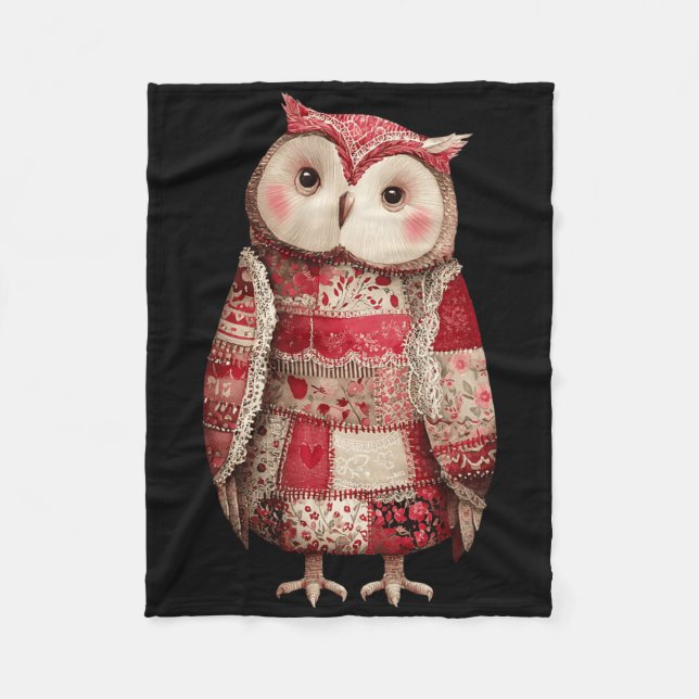 Couverture Polaire Mignonne Chouette Patchwork Amoureuse de Quilting  (Devant)