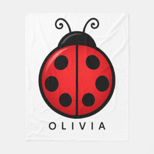 Couverture Polaire Mignonne coccinelle rouge avec nom personnalisé -