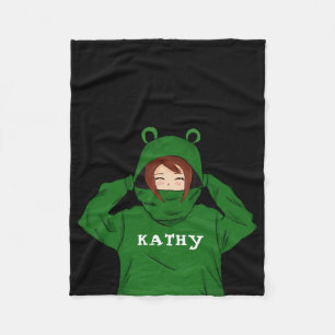 Couverture Polaire Mignonne fille avec grenouille verte Hoody Dessin 