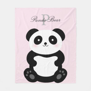 Couverture Polaire Mignonne fille bébé Panda Ours Monogramme