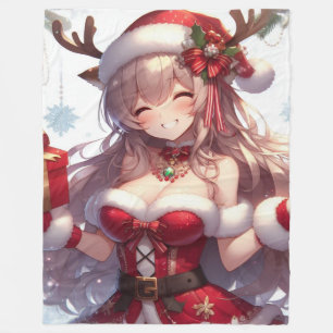 Couverture Polaire mignonne fille de Noël anime