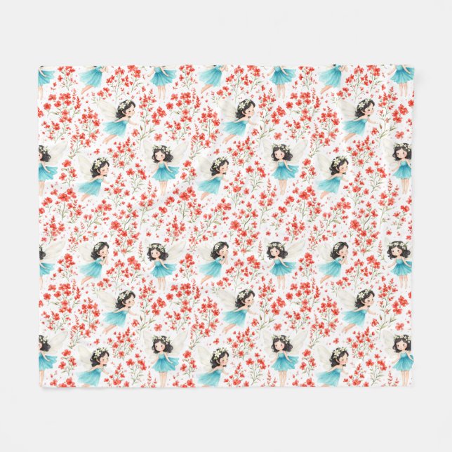 Couverture Polaire Mignonne Fille Motif Floral Plaid en Molleton – En (Devant (Horizontal))