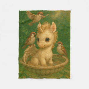 Couverture Polaire Mignonne, Gros yeux, bébé unisus, pegasus unicorne