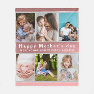 Couverture Polaire Mignonne I LOVE YOU MOM Happy Mother Day Photo Col