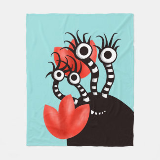 Couverture Polaire Mignonne Monstre Avec Quatre Yeux Tulipes Abstrait
