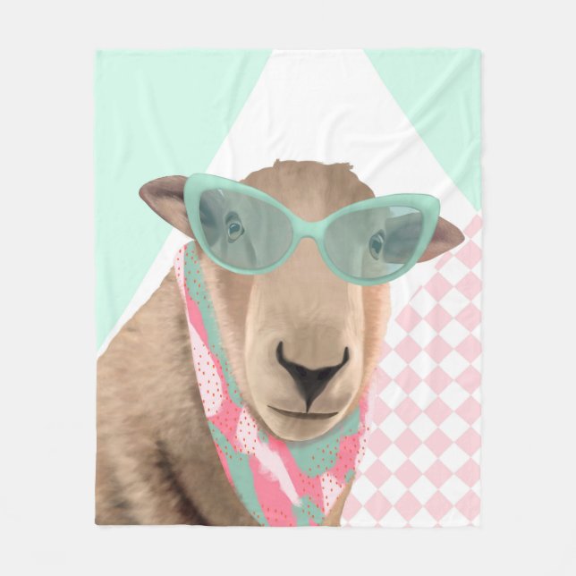 Couverture Polaire Mignonne Mouton Avec Lunettes (Devant)