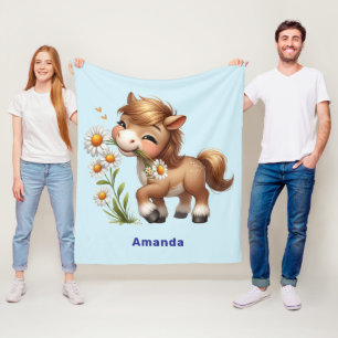 Couverture Polaire Mignonne Pony Mange Manger Des Marguerites
