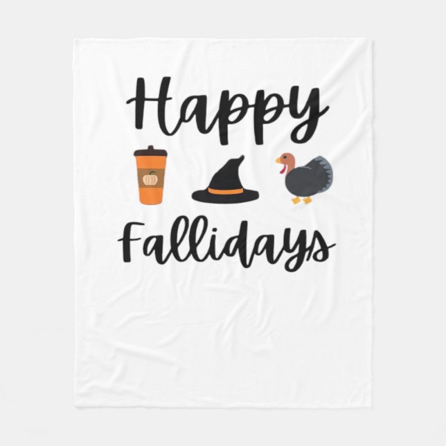 Couverture Polaire Mignonne saison d'automne Joyeux Fallidays Thanksg (Devant)