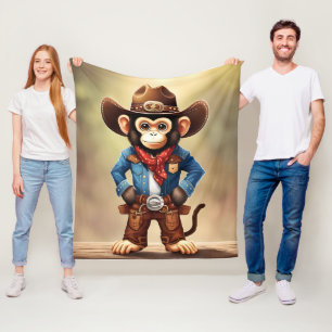 Couverture Polaire Mignonne singe en costume de cowboy